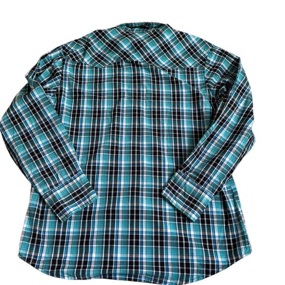Wrangler Western Shirts Pearl Snap Flannel green/blue plaid Large - Picture 5 of 5